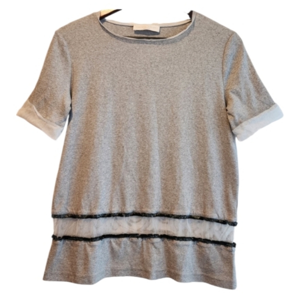 FABIANA FILIPPI MESH TOP SHORT SLEEVES GREY COLOR SIZE MEDIUM MADE IN ITALY